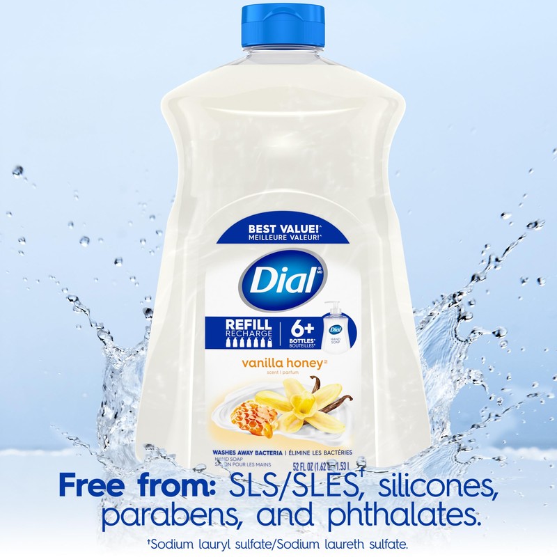 Dial Liquid Hand Soap, Vanilla Honey Scent, 52 Fl Oz