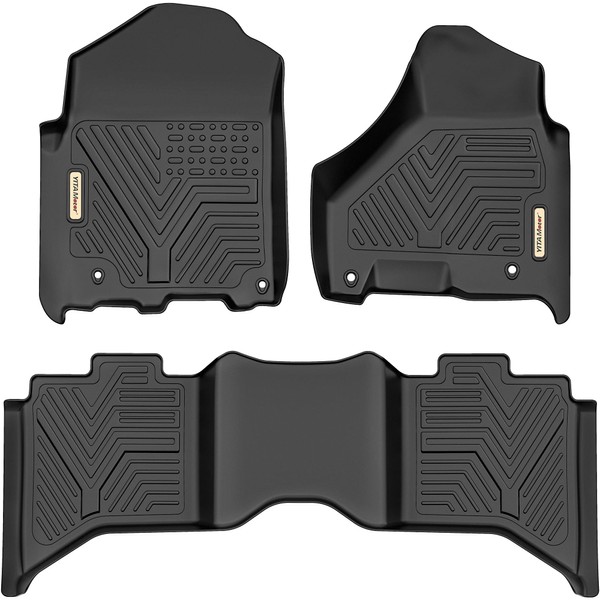 YITAMOTOR Floor Mats Compatible with 2013-2018 Dodge Ram 1500/2500/3500 Crew Cab, 2019-2023 Ram 1500 Classic Crew Cab 1st & 2nd Row Black All Weather Protection