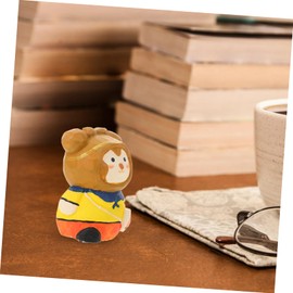 TEHAUX 5pcs Wooden Carved Monkey Ornament Creative Journey West Statue Unique Figurine for Home Decor for Living Room Office Meditation Space Artistic Wooden Monkey Decoration