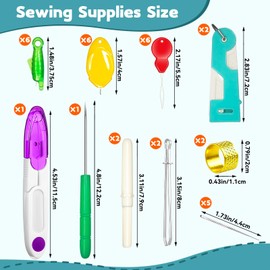 Lechchy Lechchy 33 Pcs Needle Threader Tool, with Automatic Needle Threaders/Fish Mouth Easy Threader/Gourd and Thumb Shaped Simple Threader/Seam Rippers/Thread Snips/Drawstring Threaders/Awl/Thimbles/Needles