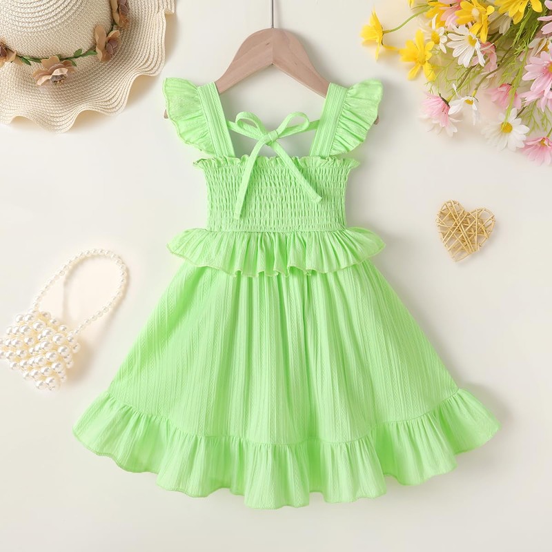 YOUNGER TREE Toddler Dress Baby Girls Cotton Ruffle Sleeveless Summer
