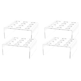 Marketing Holders 4 Pack Mini Waffle Ice Cream Cone Holder 12 Slot Retail Display Stand Clear Acrylic Riser with 1" Holes Dessert Showcase for Ice Cream Shops and Restaurants