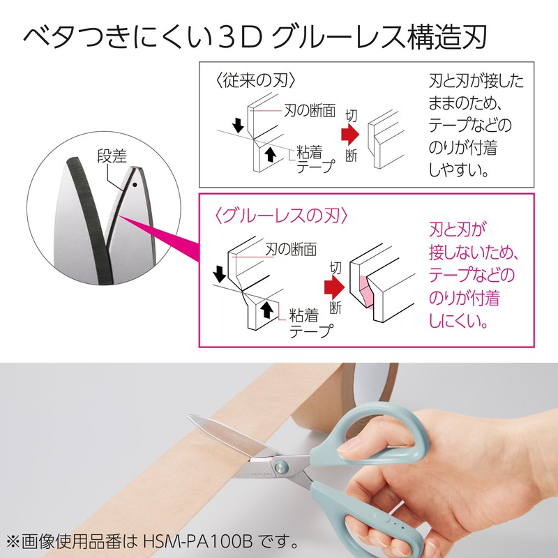 Kokuyo HSM-PA100W Scissors Saxa Glueless Blade White