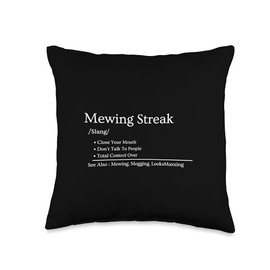 Mewing Streak Definition Funny Looksmaxxing Meme Throw Pillow