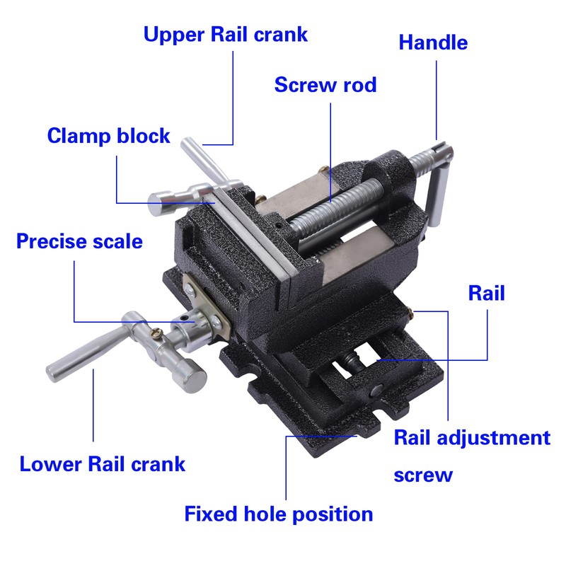 3" Cross Slide Drill Press Vise, Compound Bench Table Bench