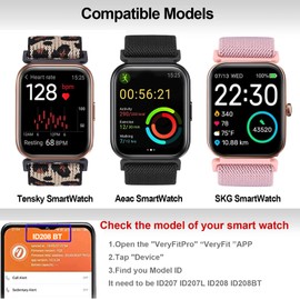 Yeahxing Stretch Nylon Straps Compatible with Tensky Smartwatch, 2 Packs Soft Elastic Replacement Strap, Breathable for Veryfit SmartWatch / ID207 / ID208 B/SKG V7 SmartWatch Bracelets Men Women, No