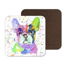 Coaster French Bulldog Frenchie Dog Pet Animals Coasters Watercolour Art Gift Work Office Dining Tea coffee (1)