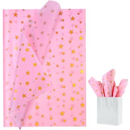 Star Tissue Paper,20sheets 50x35cm Christmas Tissue Paper for Wrapping Gifts,Pink Gold Star Wrapping Paper for Wedding Birthday Gift Wrapping Paper