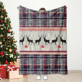 Christmas Blankets, Cuddly Blanket, Red, Soft Warm Winter Blankets, Christmas Plush Bedspread Cover for Adults and Children (Christmas J, 150 x 200 cm)