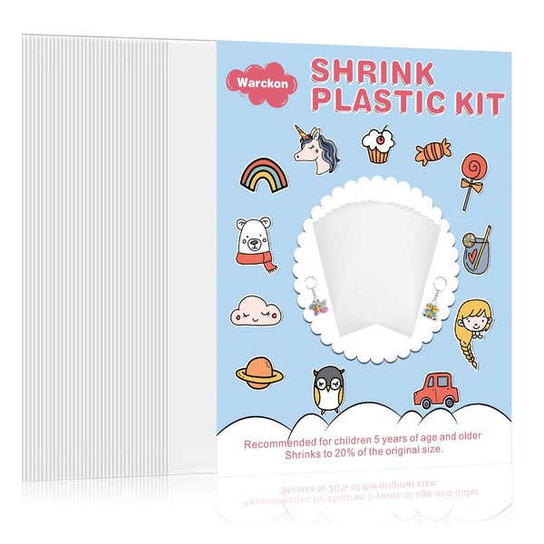 Warckon 36 Pieces Shrink Plastic Sheets, Shrink Art Paper Shrink Film Sheets Frosted Ruff n' Ready for Kids Creative Craft, Create Your Own Earrings, Necklace, Keychains(A5 Size)
