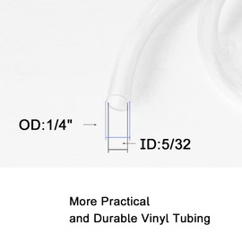 Eoiips 5/32" ID PVC Vinyl Tubing, 5/32" ID x 1/4" OD Flexible Clear Plastic Tubing Industrial Grade Lightweight Hybrid PVC Hose Tube BPA Free Air Hose Line, 10FT