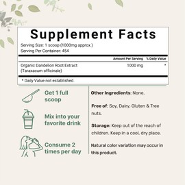 Organic Dandelion Root Tea Powder, 1lb (16oz) | Up to 450 Servings | Pure Dark Roasted Dandelion Root Supplement for Tea | Herbal Extract for Digestion & Immune Support | Caffeine Free, Non-GMO