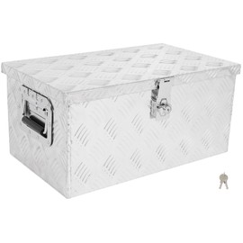 SCITOO 20 Inch Aluminum Truck Bed Tool Box,Heavy Duty Diamond Plate Trailer Tool Box with Lock Keys,Tool Storage Organizer Chest for Pick up,Truck Bed,ATV,RV TrailerWaterproof Silver 20X12X9.5