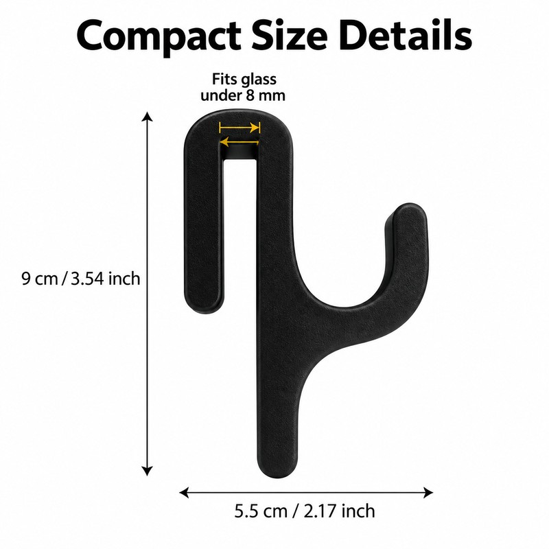 Shower Door Towel Hook for 8mm Glass – PET Door-Mount