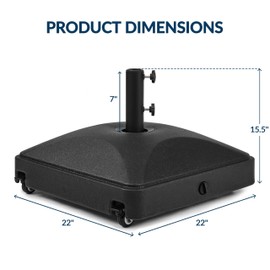 Yaheetech Fillable Mobile Umbrella Base, Heavy Duty Patio Umbrella Pole Holder for Outdoor 4 Wheels, 2 Locks 2 Knobs 123lb Capacity for Deck, Poolside, Garden, Black