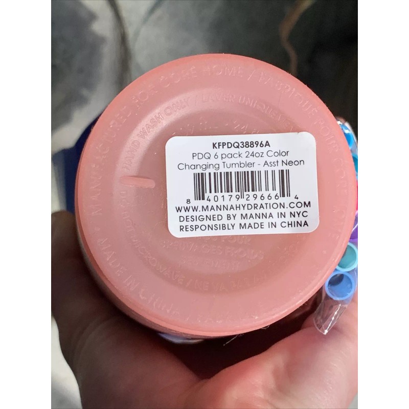 Manna 6 Pack Color-Changing 24oz Cup Set With Lids, Tumblers,