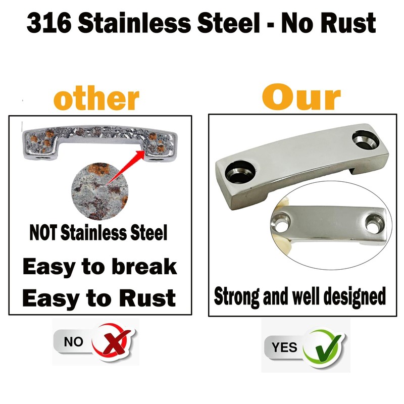 (4 Pack) 316 Stainless Steel Bimini Top Strap Pad Eye