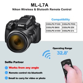 AODELAN Camera Remote Control for Nikon P1000 Cameras Compatible with Nikon COOLPIX P1000 B600 A1000 Z50 P950 Z30 Z6 II Z7 II Zfc Z fc, Replace Nikon ML-L7