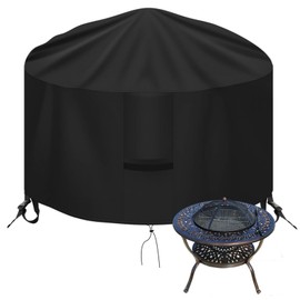 OKPOW Fire Pit Cover 70cm, Firepit Covers Waterproof Round-600D,Anti-UV,Heavy Duty Rip Proof Oxford Fabric Firepit Cover,Square Fire Pit Covers- Black(70cm*50cm)