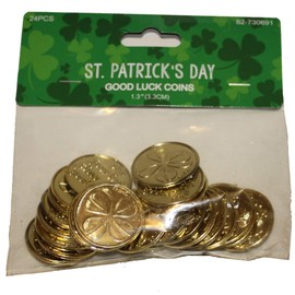 Momentum Brands 24 Pcs. 1.3" Good Luck Coins, Clover Design, St. Patrick's Day
