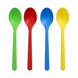 VEPATIM 50 Reusable Ice Cream Spoons Dishwasher Safe Extra Stable 13 cm Various Colours