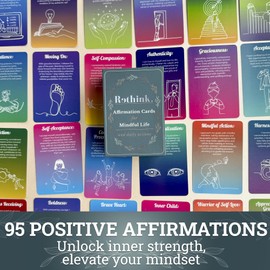 QUOKKA 95 Affirmation Cards - Anxiety Relief Items Meditation Cards for Mental Health - Calming Self Care for Women - Perfect Mindfulness Gift for Young & Adult