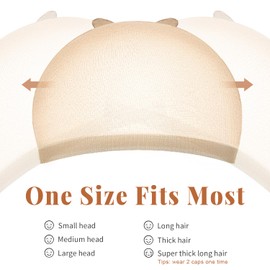 HD Wig Cap, IKOCO 8 Pcs Nude Wig Cap Ultra Thin Wig Cap for Lace Front Wig Nylon Stocking Caps for Wigs Sheer Wig Cap for Women