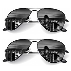 KALIYADI Classic Aviator Sunglasses for Men Women Driving Sun glasses Polarized Lens UV Blocking (2 Pack) 58mm