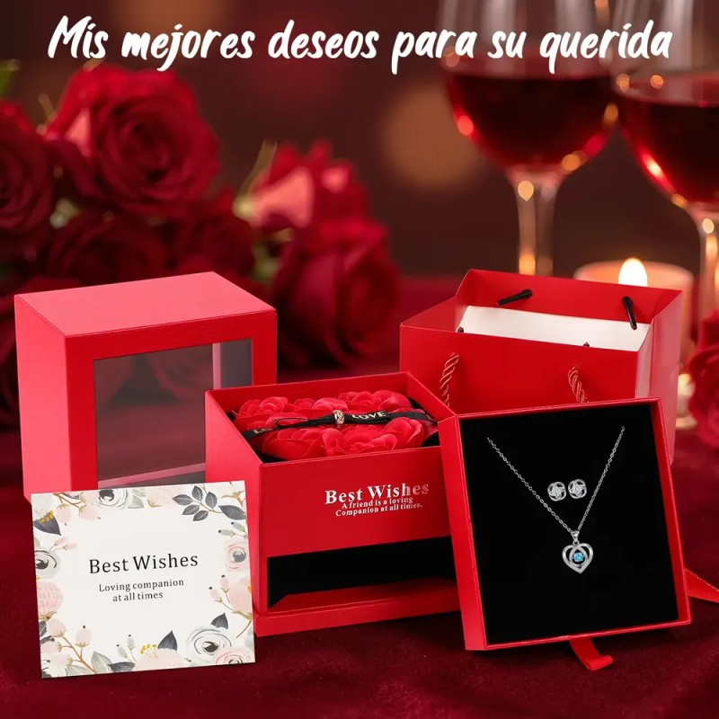 VENXPON - Regalos Para Mujer,collar Y Aretes Corazón Mujer Con