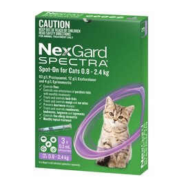 NexGard Spectra Spot On for Small Cats (0.8 - 2.4kg) 0.3ml X 3 - Purple