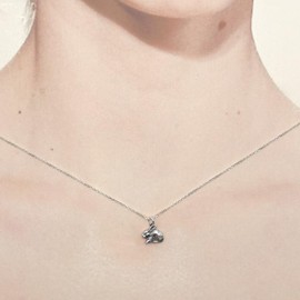 Sterling Silver Small Rabbit Charm Necklace, 18"