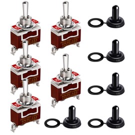 Momentary Toggle Switch, MecRecare Waterproof 3 Way Toggle Switch (ON)-Off-(ON) 30A 12VDC/15A 250VAC 3 Position SPDT with Boot Cap Cover for Auto Boat Marine (Pack of 5)