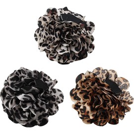 Hair Claw Clips for Women Fabric Flower Leopard Print Hair Claws Girls Cute Claw Clips Stylish Hair Clamps Flower Hair Accessories for Thick (Style 1, One size)