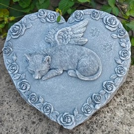 Cat Memorial Stones Gifts, Solar Heart Shaped CatColor: Gray, Size: M