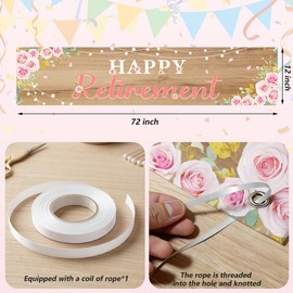 Retired Banner, Happy Retirement Party Decorations Supplies, Retirement Porch Sign for Indoor Outdoor Home Party Banners 72 x 12 Inches