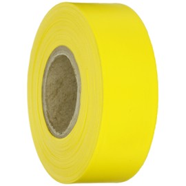 Brady Yellow Flagging Tape for Boundaries and Hazardous Areas - Non-Adhesive Tape, 1.188" Width, 300' Length (Pack of 1) - 58347