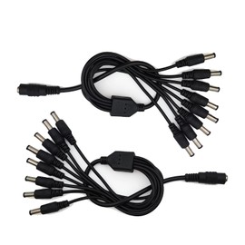 DC Power Splitter Security Camera Power Splitter 12V CCTV Power Cable (1 Female to 8 Male 5.5mm X 2.1mm,2Pack)