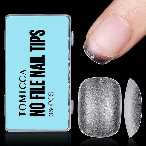 TOMICCA Extra Short Round Nail Tips, Double Sided Matte Soft