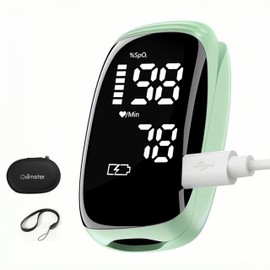 Rechargeable Pulse Oximeter Fingertip Oxygen Monitor Fingertip with SpO2 Pulse Rate and PI OLED Precision Fast Oximeter SpO2 Reading Outdoor Sports Home (Green)
