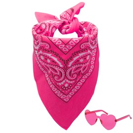Dorilin Paisley Bandana with Heart Sunglasses (Hot Pink Bandana)