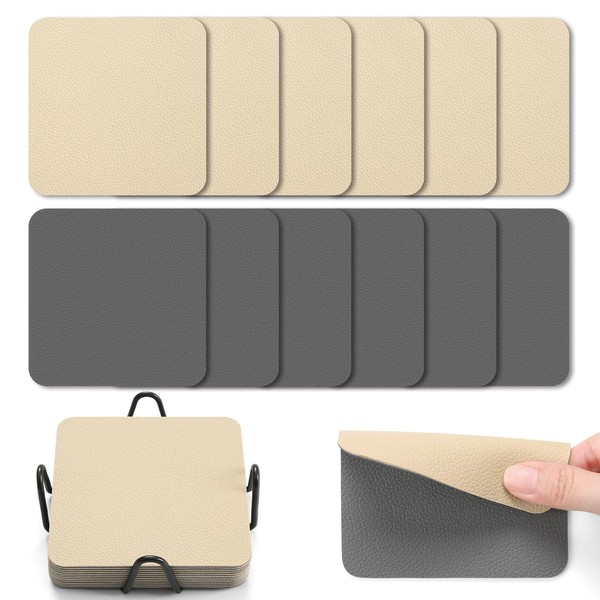 Myir JUN Coasters Set - 12 Double Sided Leather Coasters,