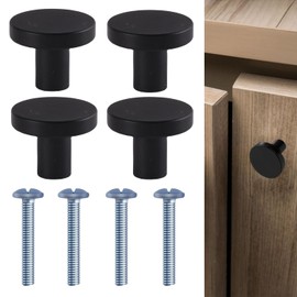 DILUSILK 4 Sets Black Door Knobs Kitchen Cabinet Knobs Round Cabinet Knobs Black Drawer Knobs Kitchen Door Knobs Cupboard Knobs Black Knobs for Cupboard Wardrobe Door Furniture
