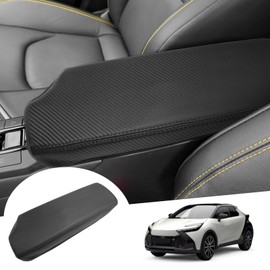 GAFAT Compatible with Toyota C-HR Hybrid 2024 2025 Central Armrest Cover, CHR II from 2024 Centre Console Armrest Protection Microfibre PU Leather Padding, CHR 2024 Accessories (Carbon Fibre Black)