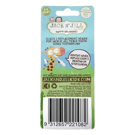 Jack N' Jill Tickle Tooth Sonic Electric Toothbrush Replacement Heads - Gentle Cleaning, Made for Tiny Teeth, LED Inspection Light, Extra Soft Bristles, for Babies & Kids - (1 Pack - Set of 2)