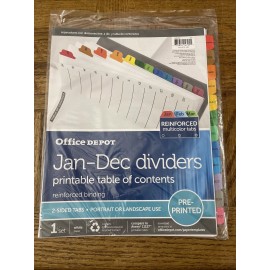Office Depot Jan-Dec Dividers W/ Printable Table Of Contents