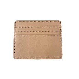 1pc Pu Slim Tan Khaki Leather Minimalist Credit Card and Id Holder Wallet Sleeve Unisex for Men and Women and Travel