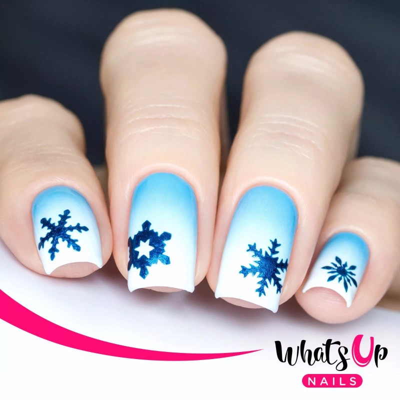 Whats Up Nails Silver Jolly Snowflakes Stencils for Nails, Christmas