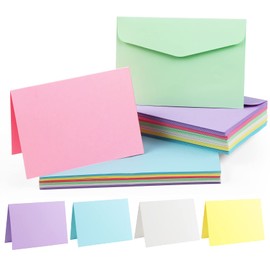 Mocraft 60 Multicoloured Envelopes Kraft Paper Cards Folding Cards Recycled Double Cards Colourful Envelopes without Window Invitation Cards