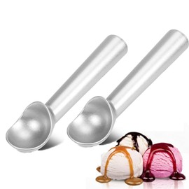 Wmzjnljy 2pcs 2.5oz Ice Cream Scoop One-Piece Nonstick Aluminum Ice Cream Scooper Easy Clean, for Gelato, Cookie Dough, Sorbet, Almond(B3-2)