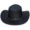 Black Jungle Broome Cowboy Hat Cowhide Leather with Chin Strap,